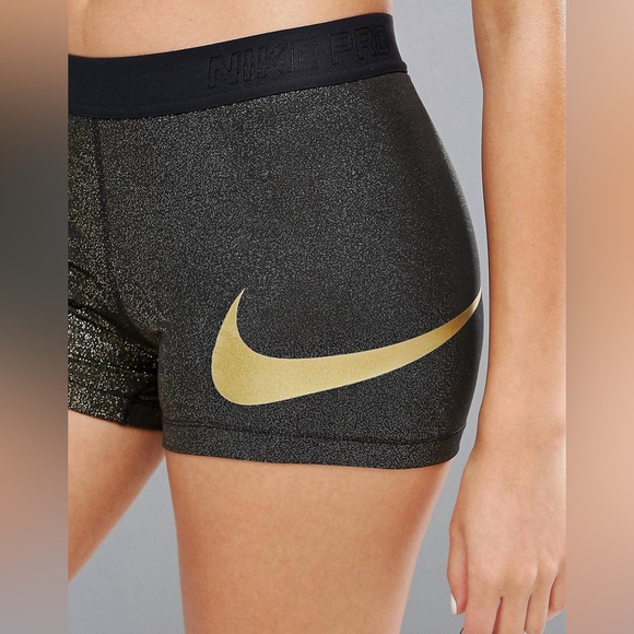 Nike Pants - NIKE Pro 3 Cool Short Gold Swoosh